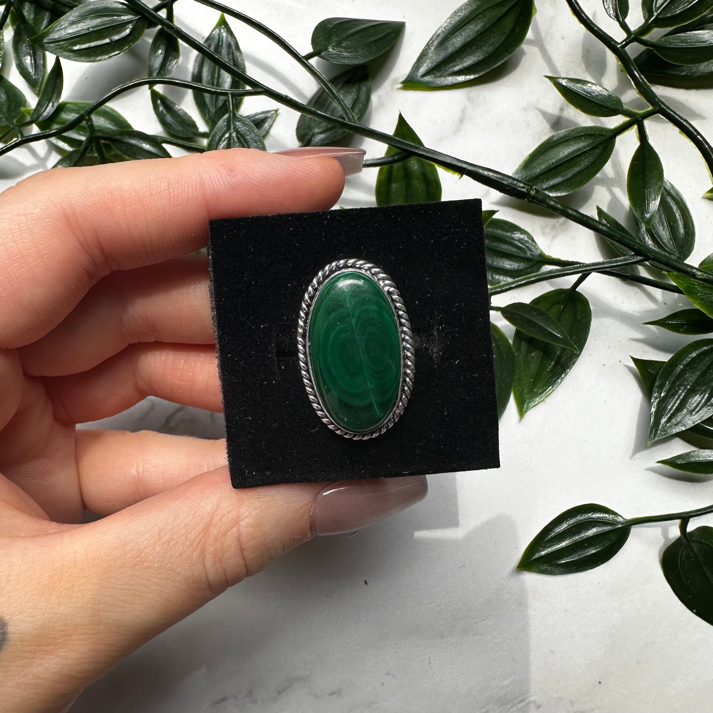Anello Demetra in Malachite