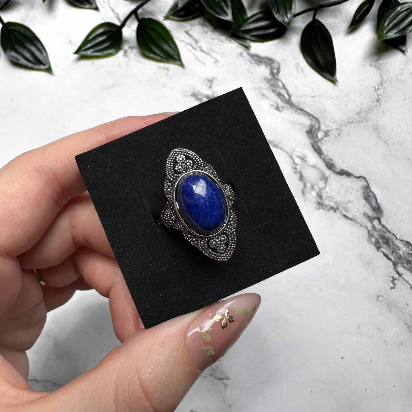 Anello Jasmine in Lapislazzuli (Regolabile)