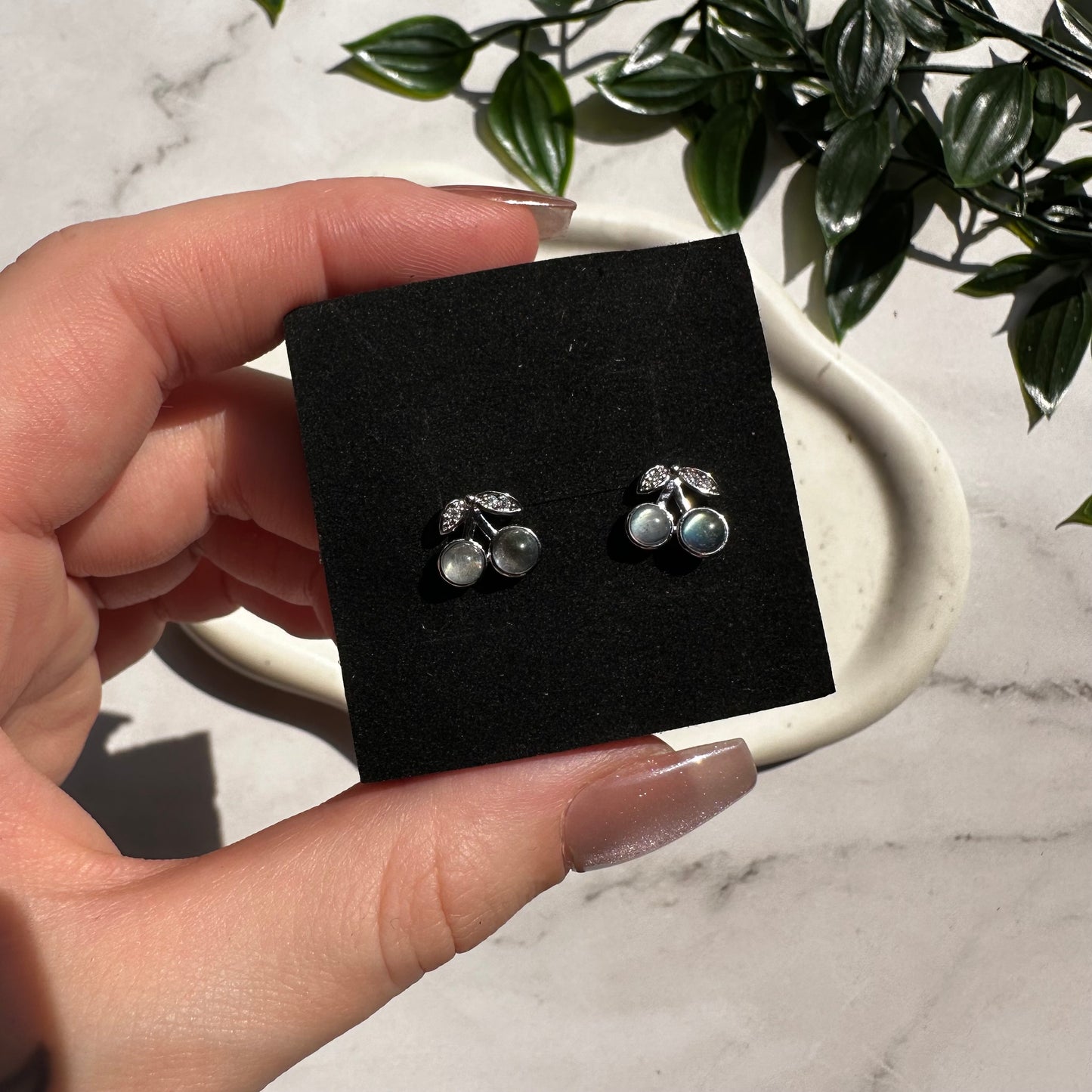 Orecchini Ciliegia in Labradorite