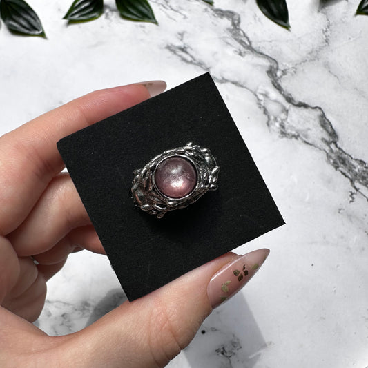 Anello Medusa in Lepidolite Mica (Regolabile)