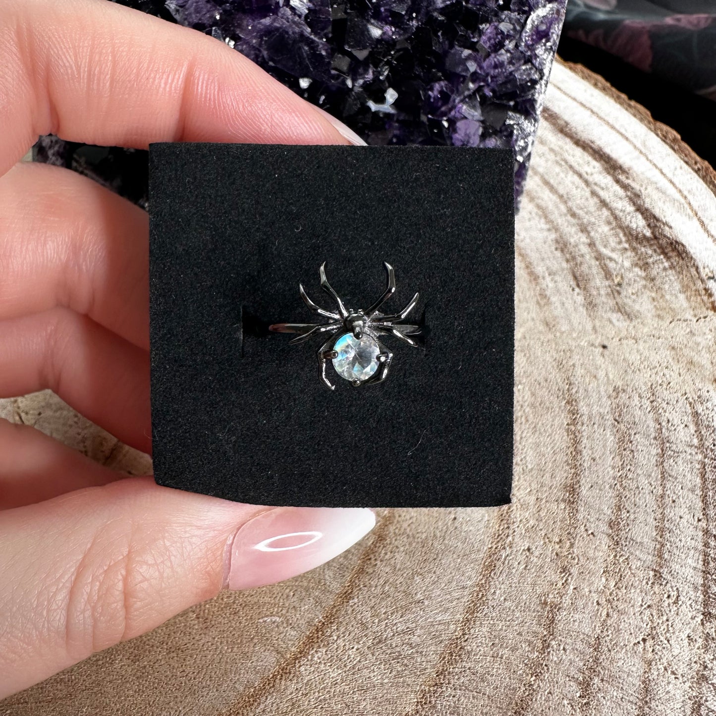 Anello Ragno Labradorite Bianca