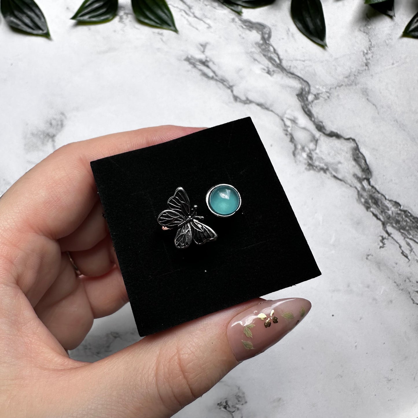 Anello Farfalla in Amazzonite (Regolabile)