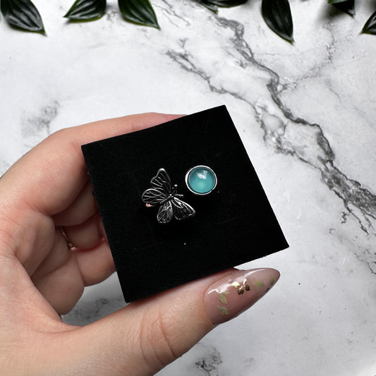 Anello Farfalla in Amazzonite (Regolabile)